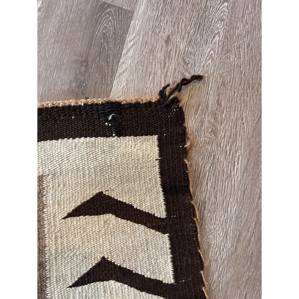 Vintage Southwest Handwoven Wool Rug Navajo Style Tribal Earth Tones 51x28.5